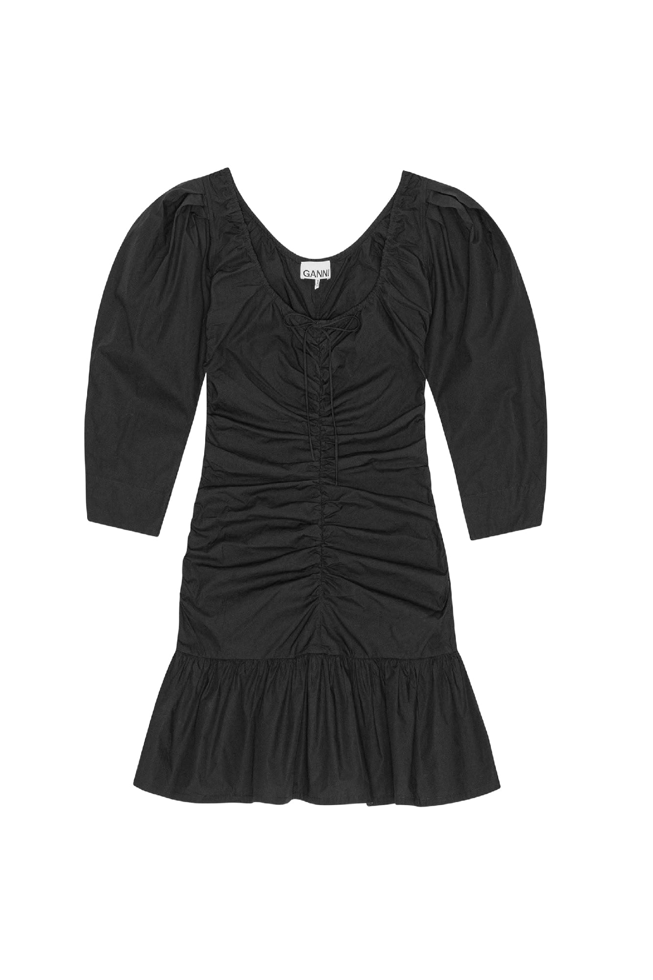 Short dress with balloon sleeves - Black
