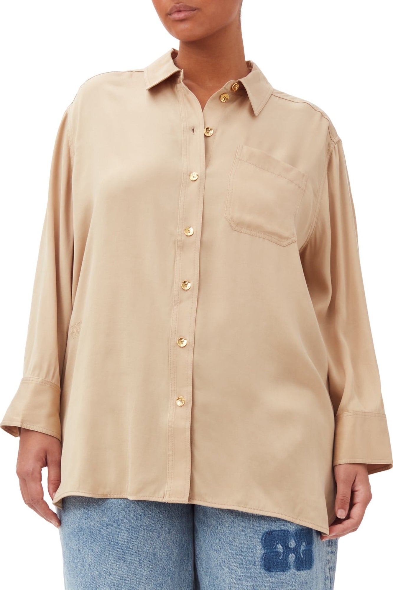 Chemise oversize en satin - Safari