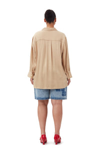 Chemise oversize en satin - Safari