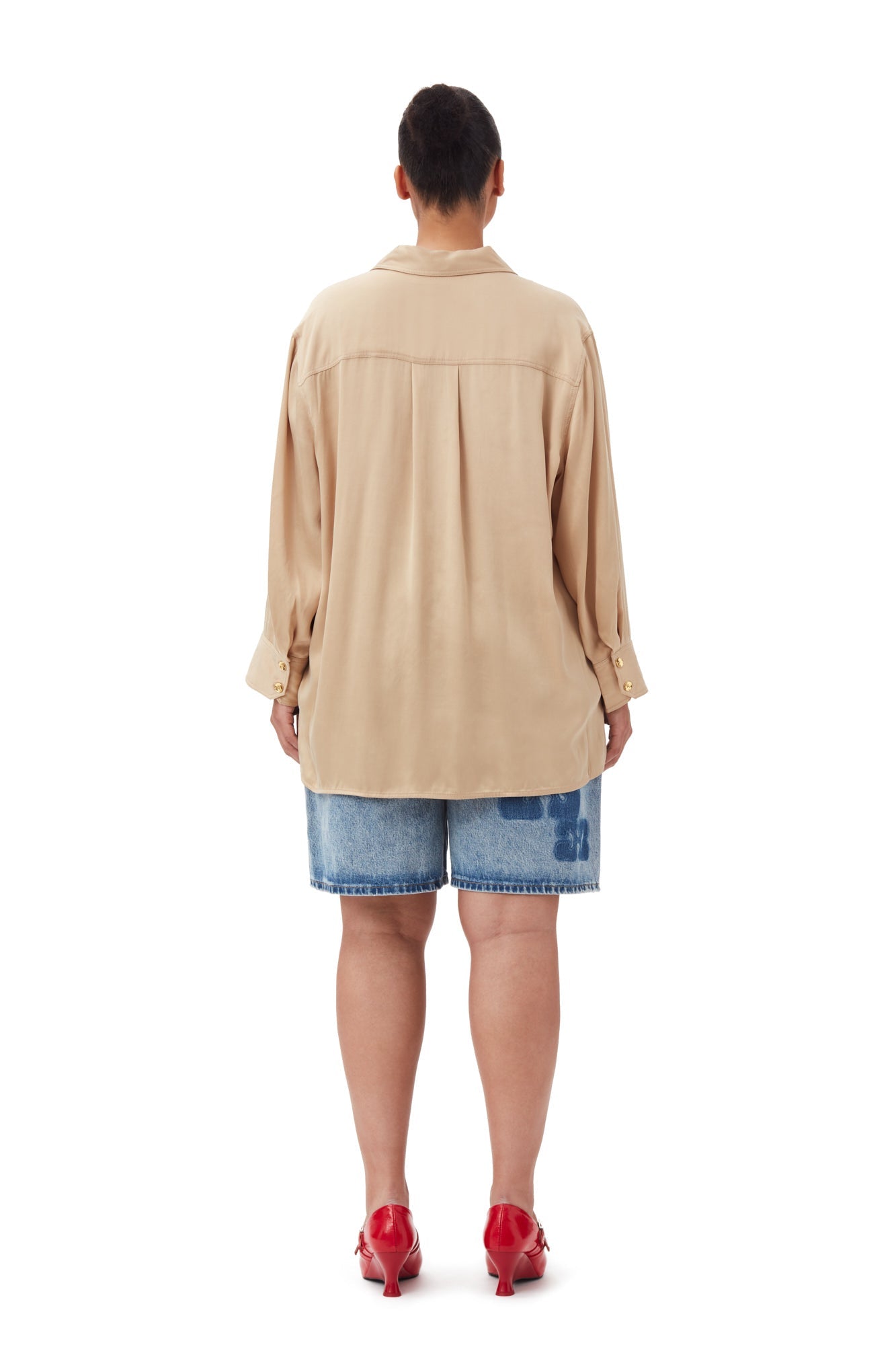 Chemise oversize en satin - Safari