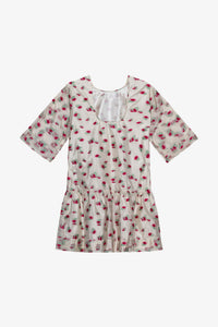 Robe courte en organza jacquard dos nu - Tofu