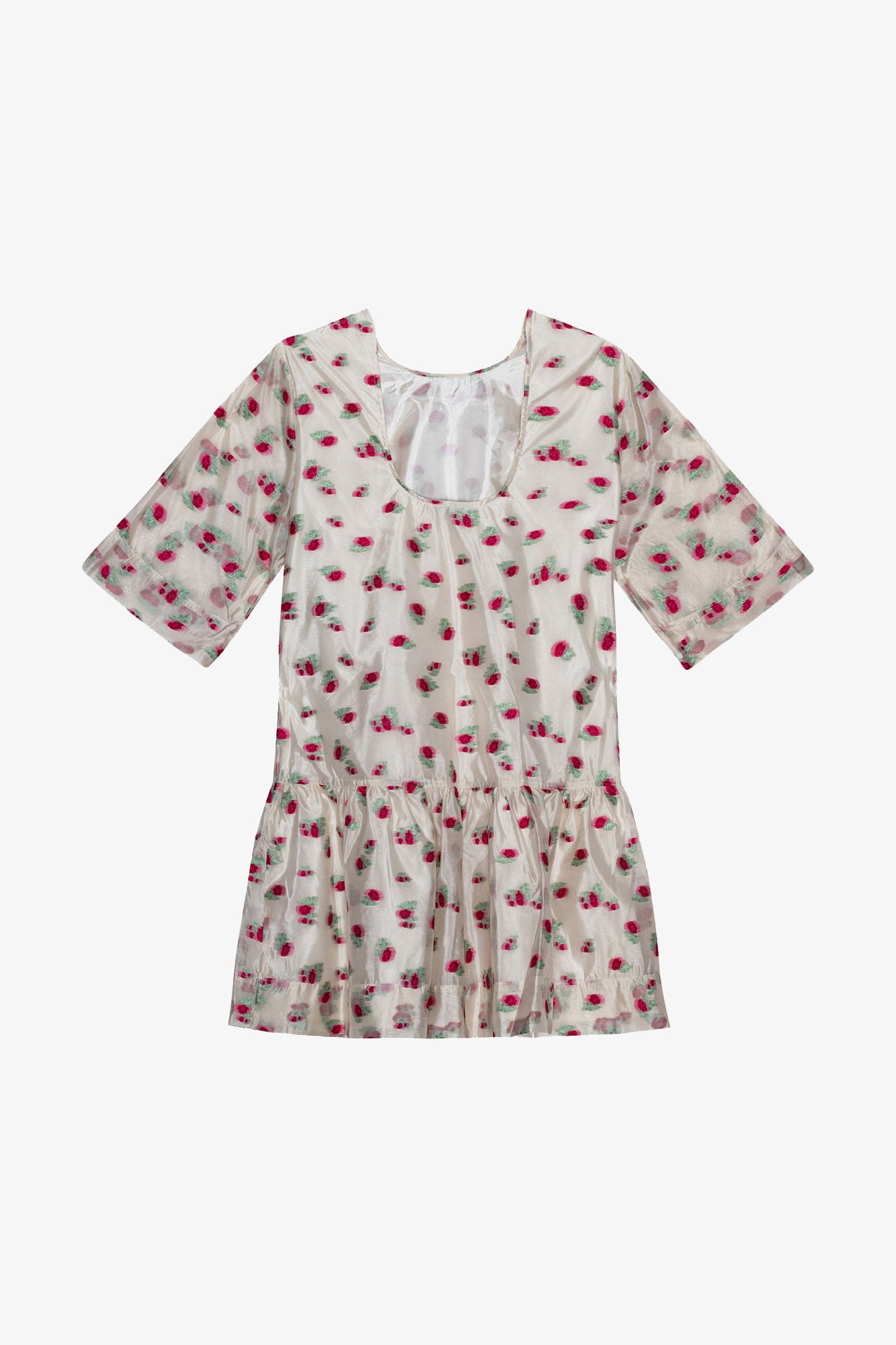 Robe courte en organza jacquard dos nu - Tofu
