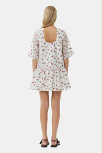 Robe courte en organza jacquard dos nu - Tofu