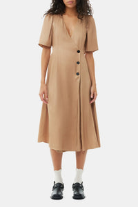 Robe midi cache cœur en twill - Tiger's Eye