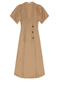 Robe midi cache cœur en twill - Tiger's Eye