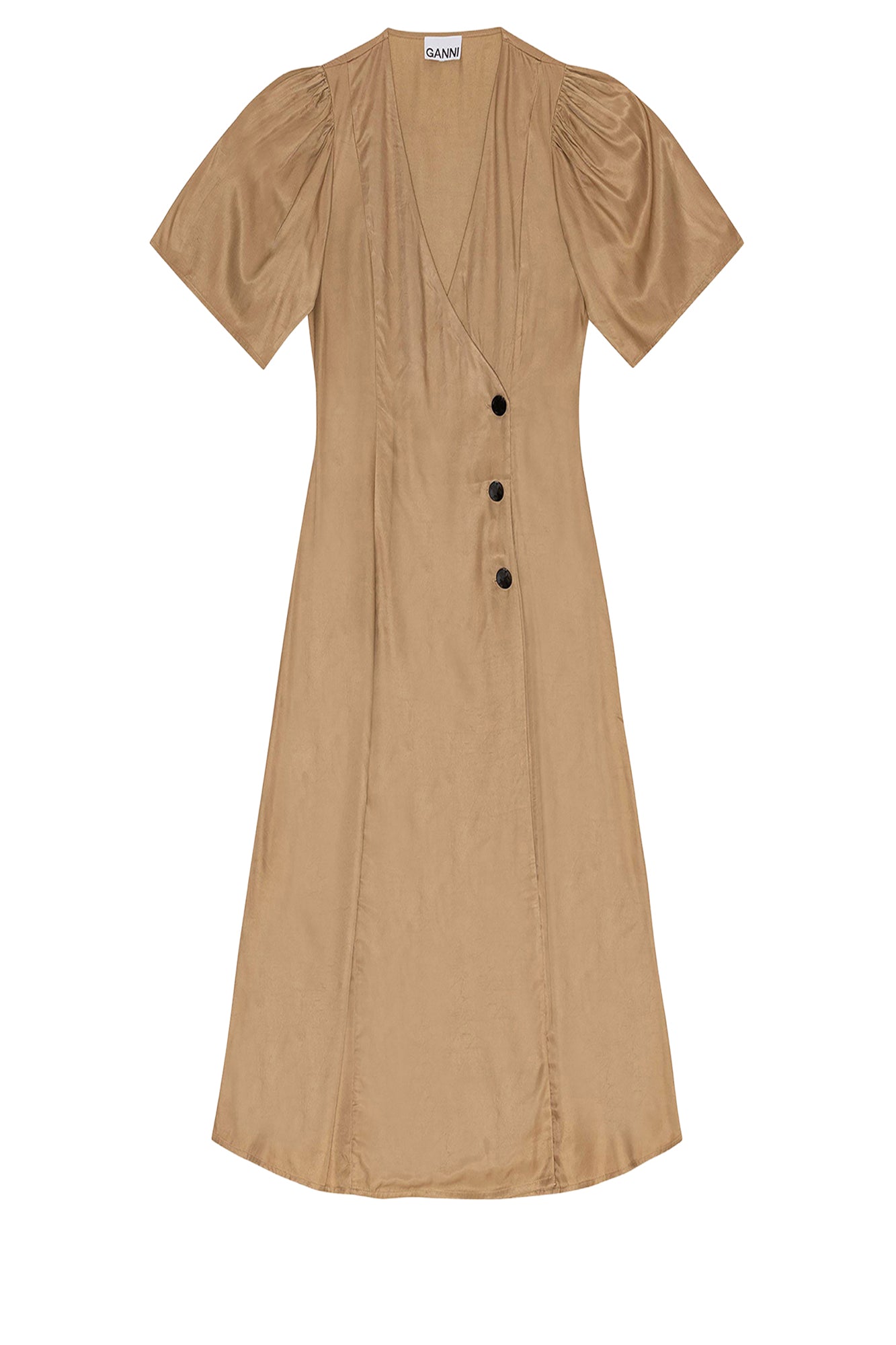 Robe midi cache cœur en twill - Tiger's Eye