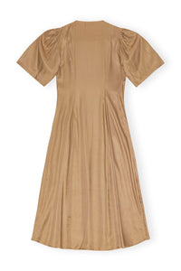 Robe midi cache cœur en twill - Tiger's Eye