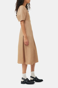 Robe midi cache cœur en twill - Tiger's Eye