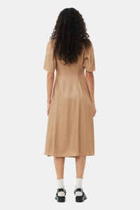 Robe midi cache cœur en twill - Tiger's Eye