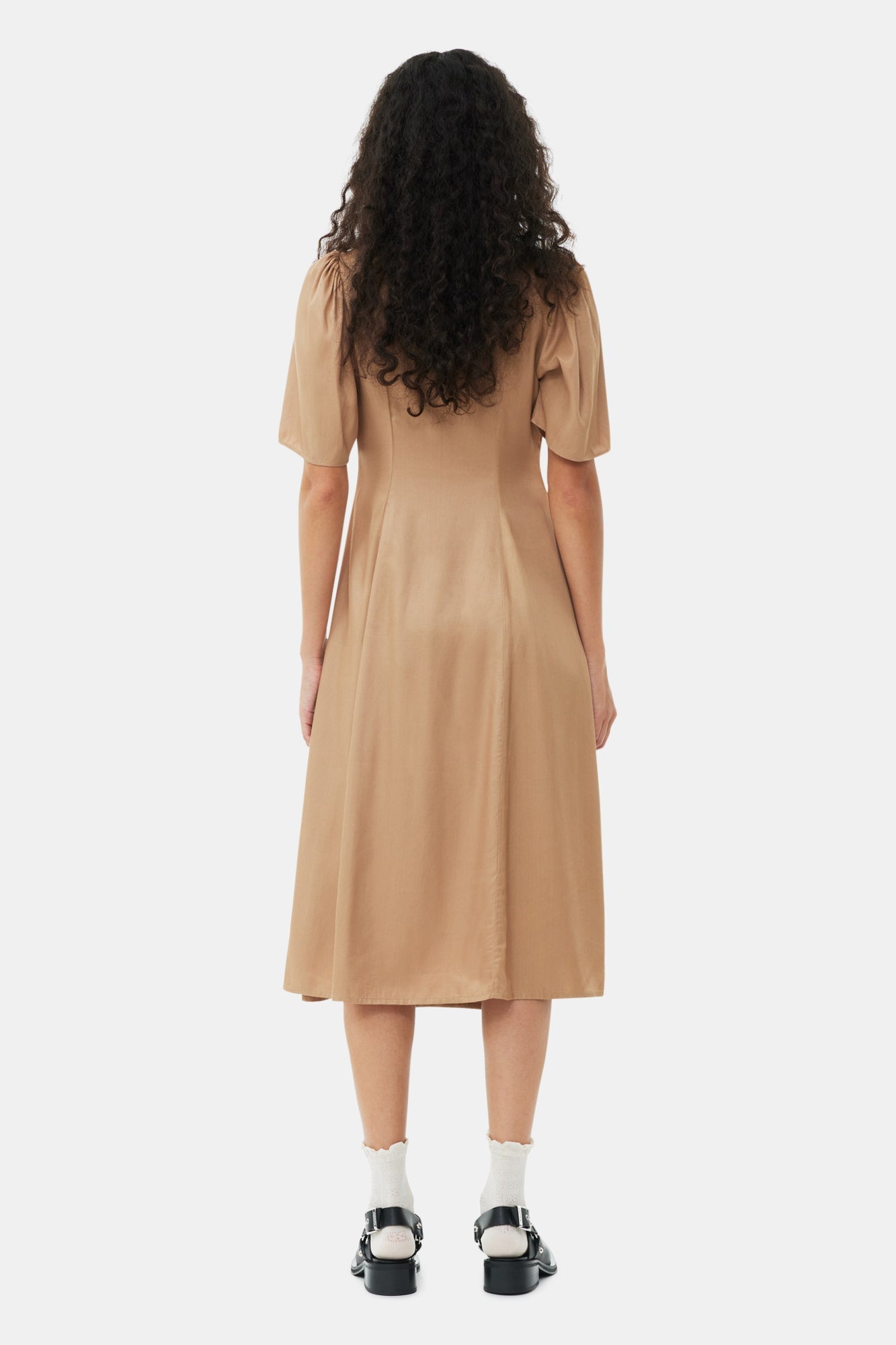 Robe midi cache cœur en twill - Tiger's Eye