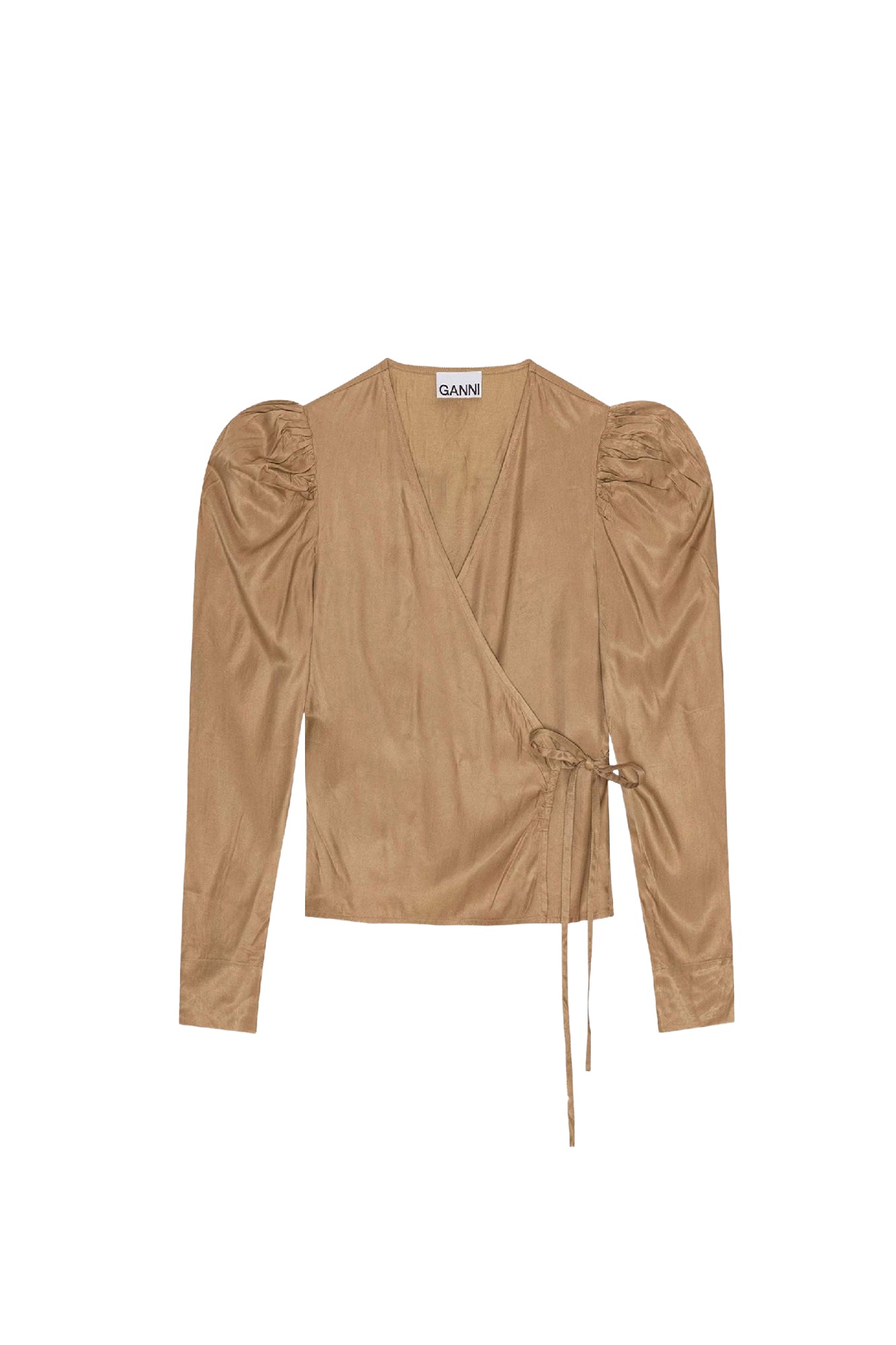 Double-breasted blouse with balloon sleeves - Tiger's Eye