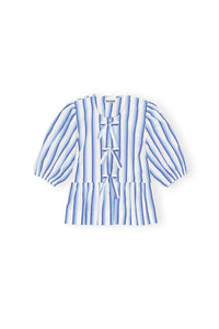 Blouse à basque et lacets rayée - Silver Lake Blue