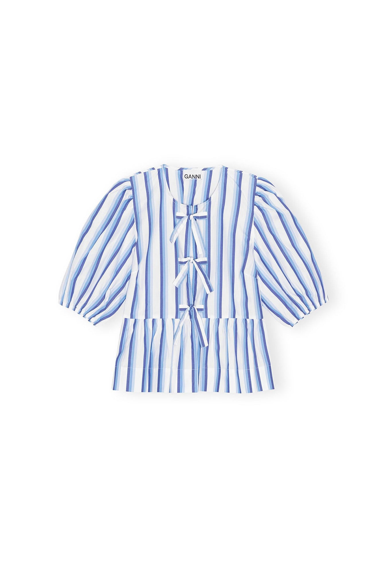 Blouse à basque et lacets rayée - Silver Lake Blue