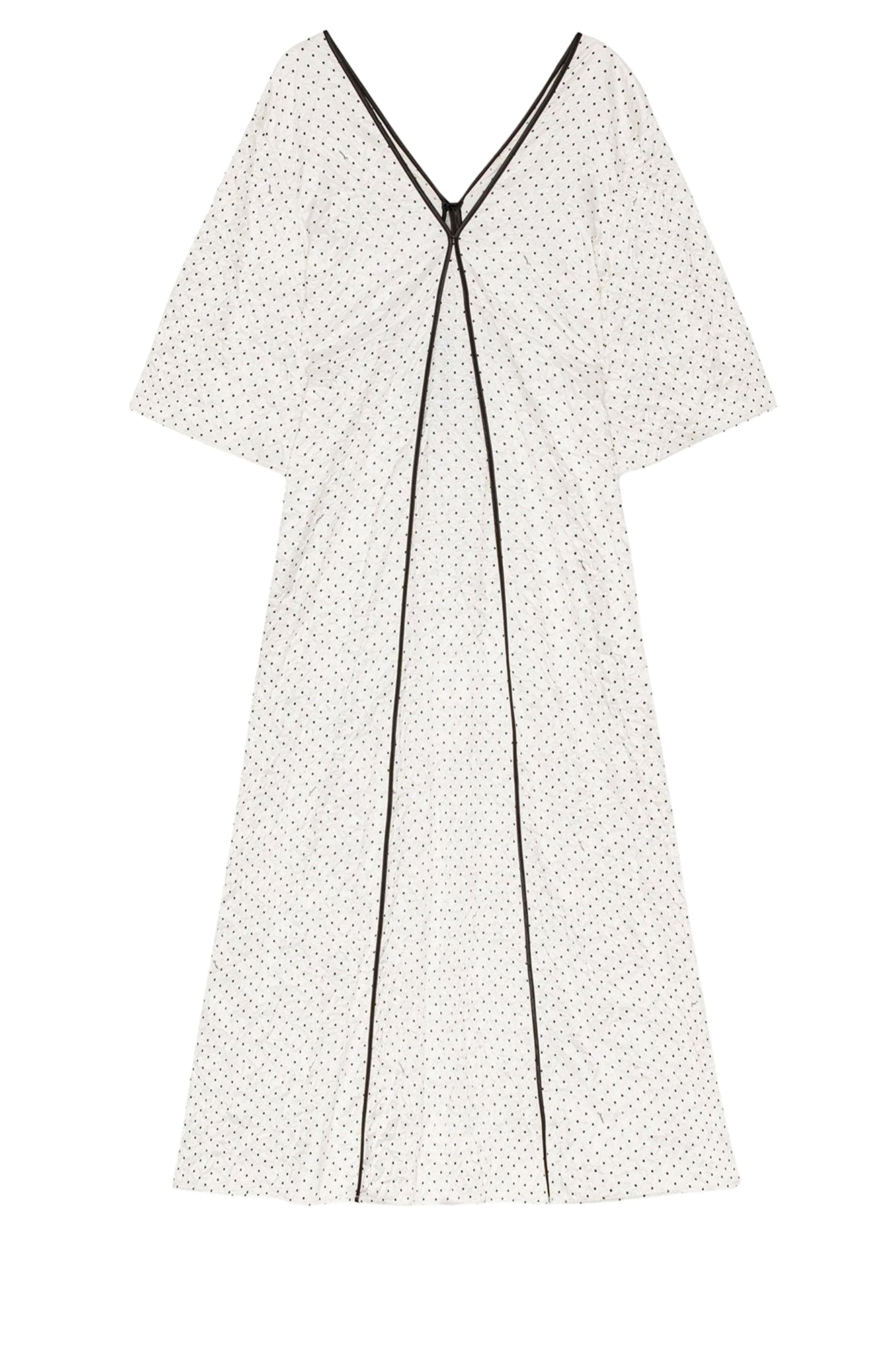 Robe longue à col V et pois en satin - Egret
