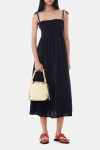 Robe midi à bretelles nouées - Black