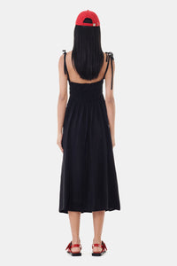 Robe midi à bretelles nouées - Black