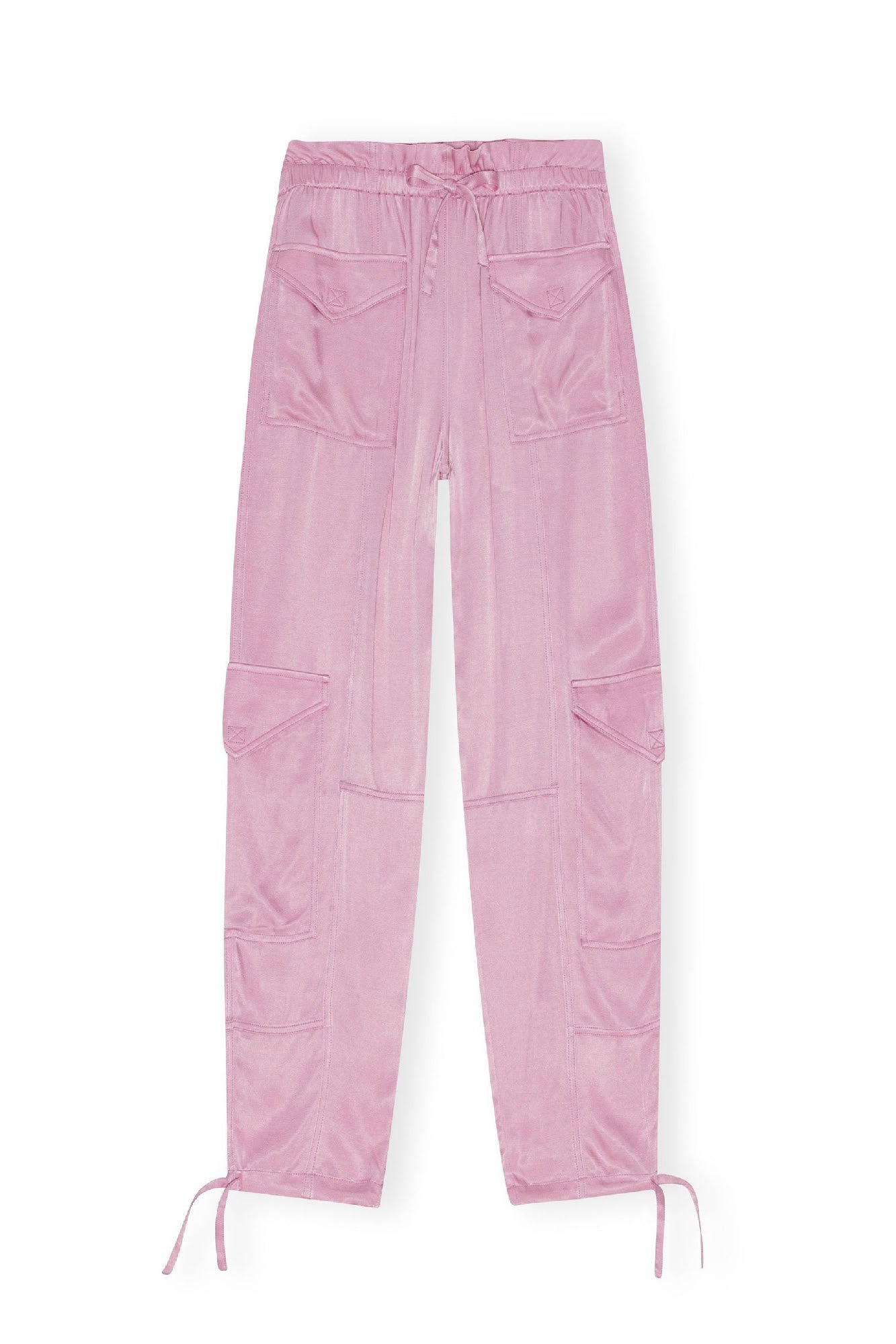 Pantalon à cordon de serrage en satin - Bleached Mauve