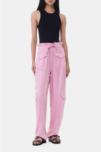 Pantalon à cordon de serrage en satin - Bleached Mauve