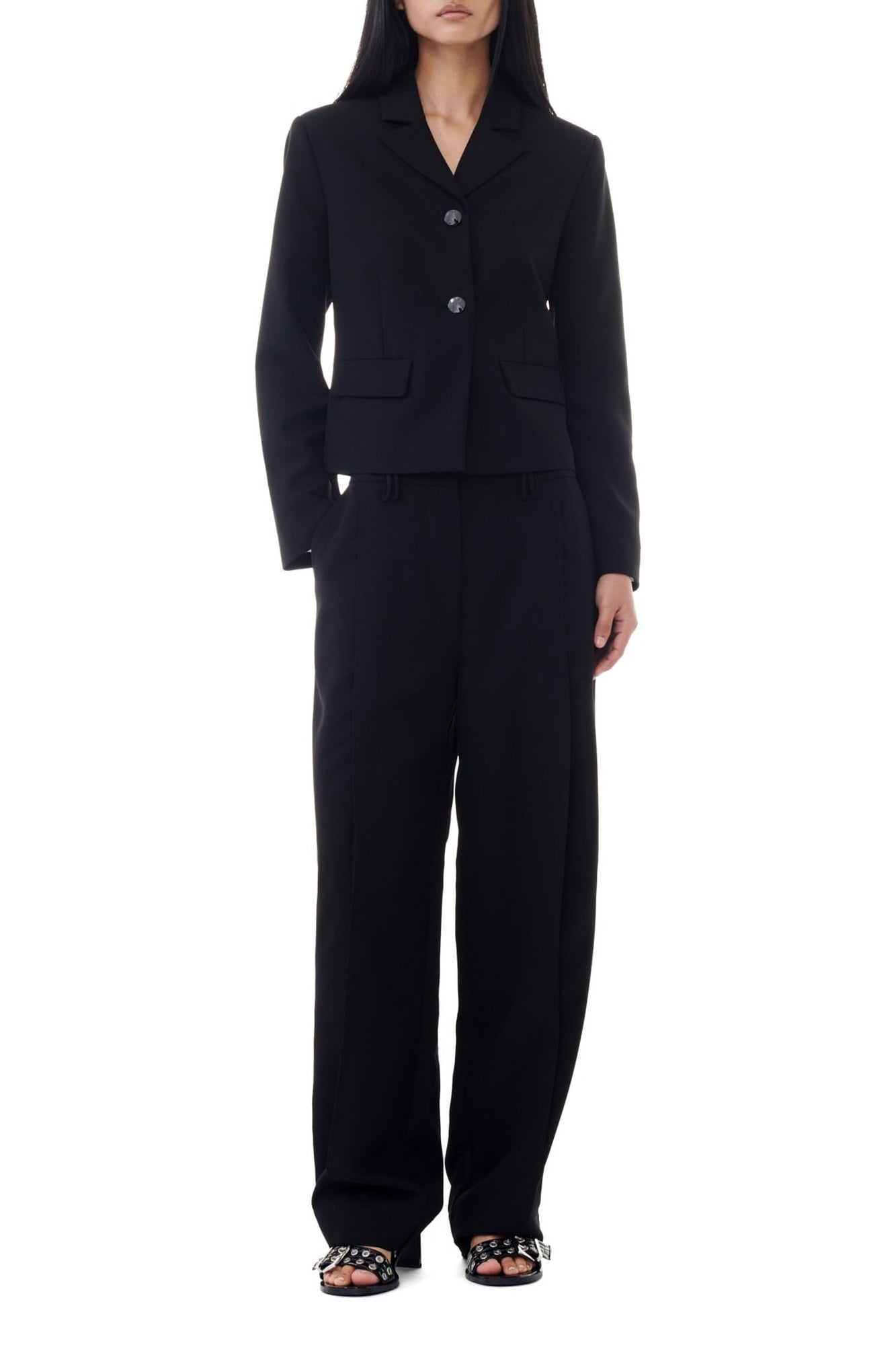 Pantalon droit en satin - Black