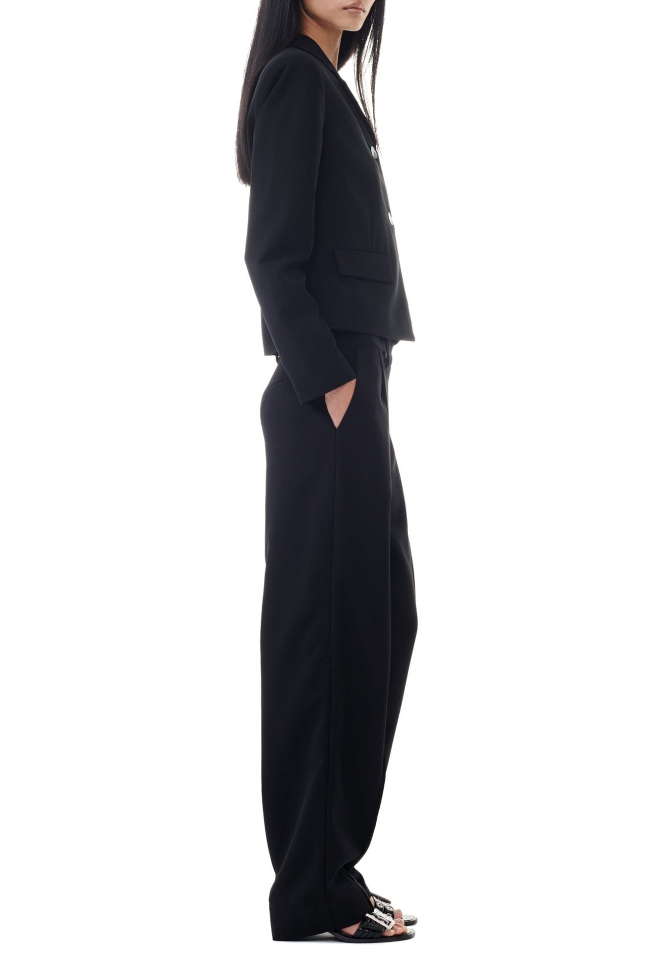 Pantalon droit en satin - Black