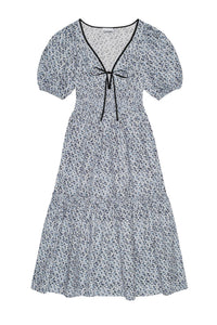 Robe longue smockée à imprimé floral en coton - Glacier Lake