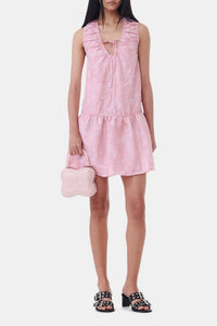 Sleeveless short dress with designer print - Bleached Mauve