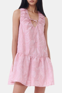 Sleeveless short dress with designer print - Bleached Mauve