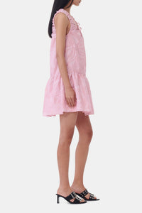 Sleeveless short dress with designer print - Bleached Mauve