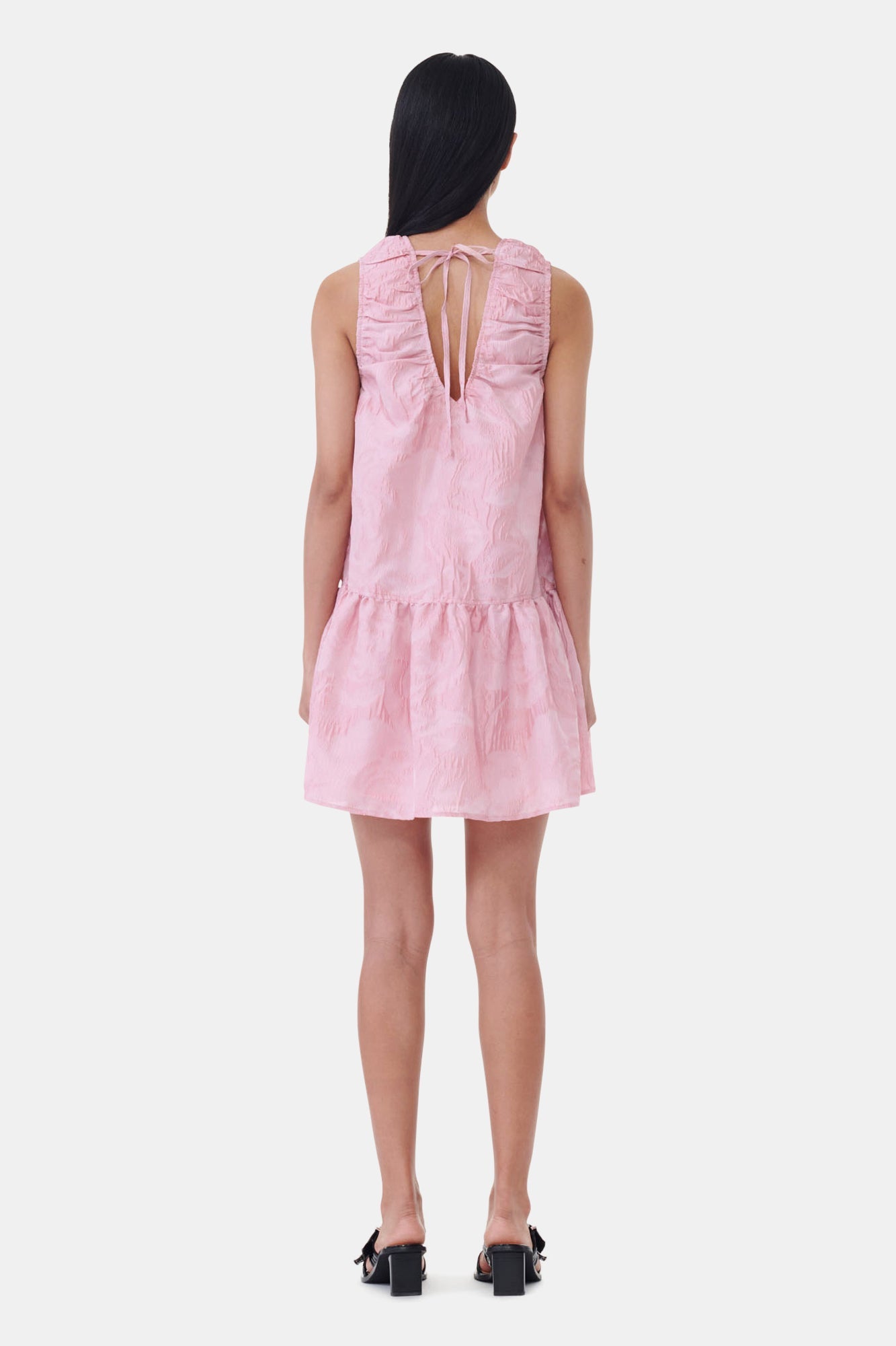 Sleeveless short dress with designer print - Bleached Mauve