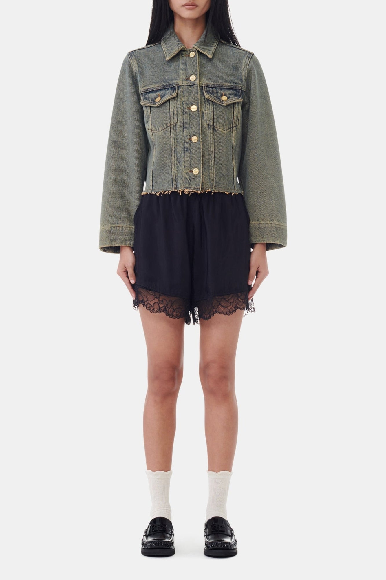 Short élastique en dentelle - Black