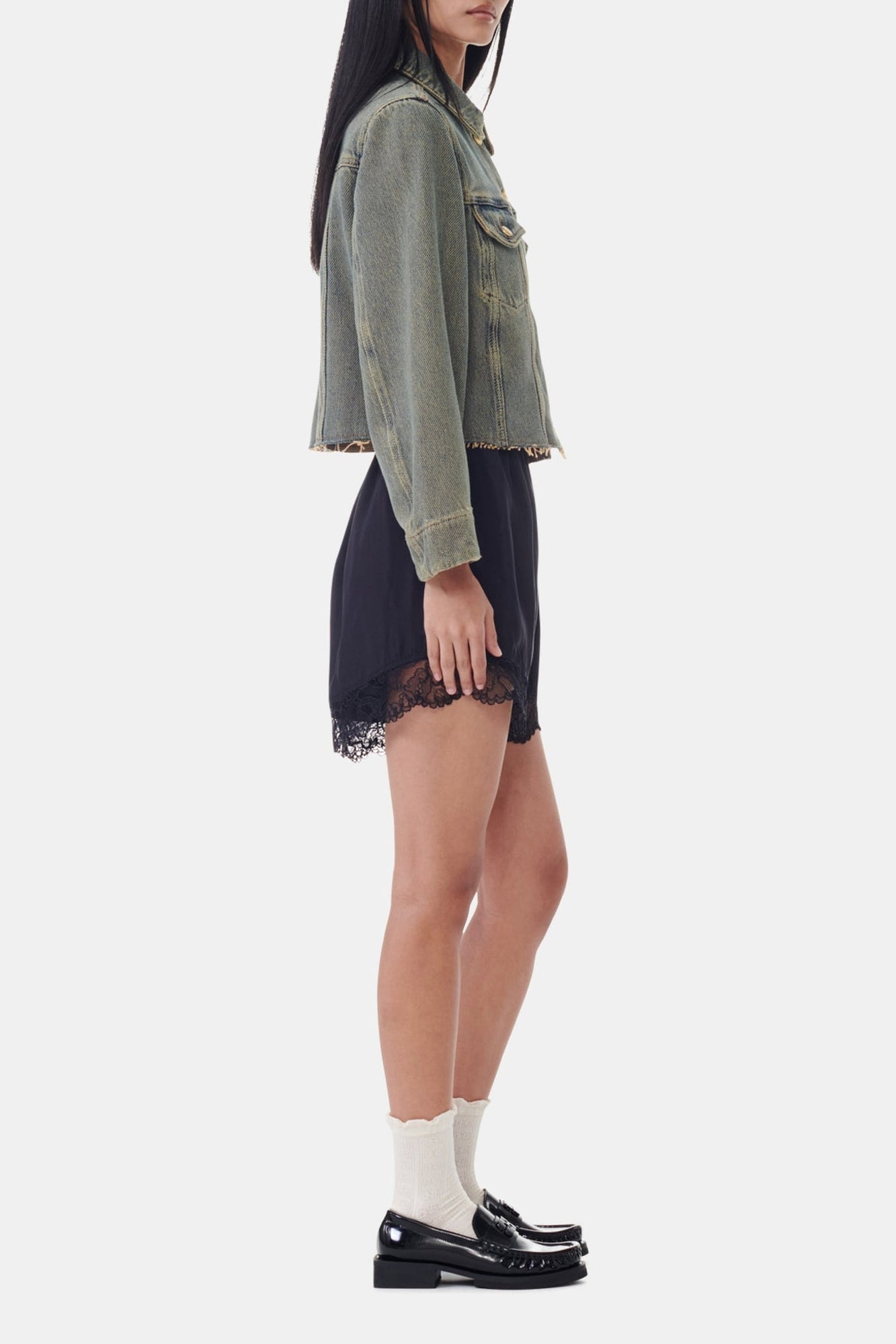 Short élastique en dentelle - Black