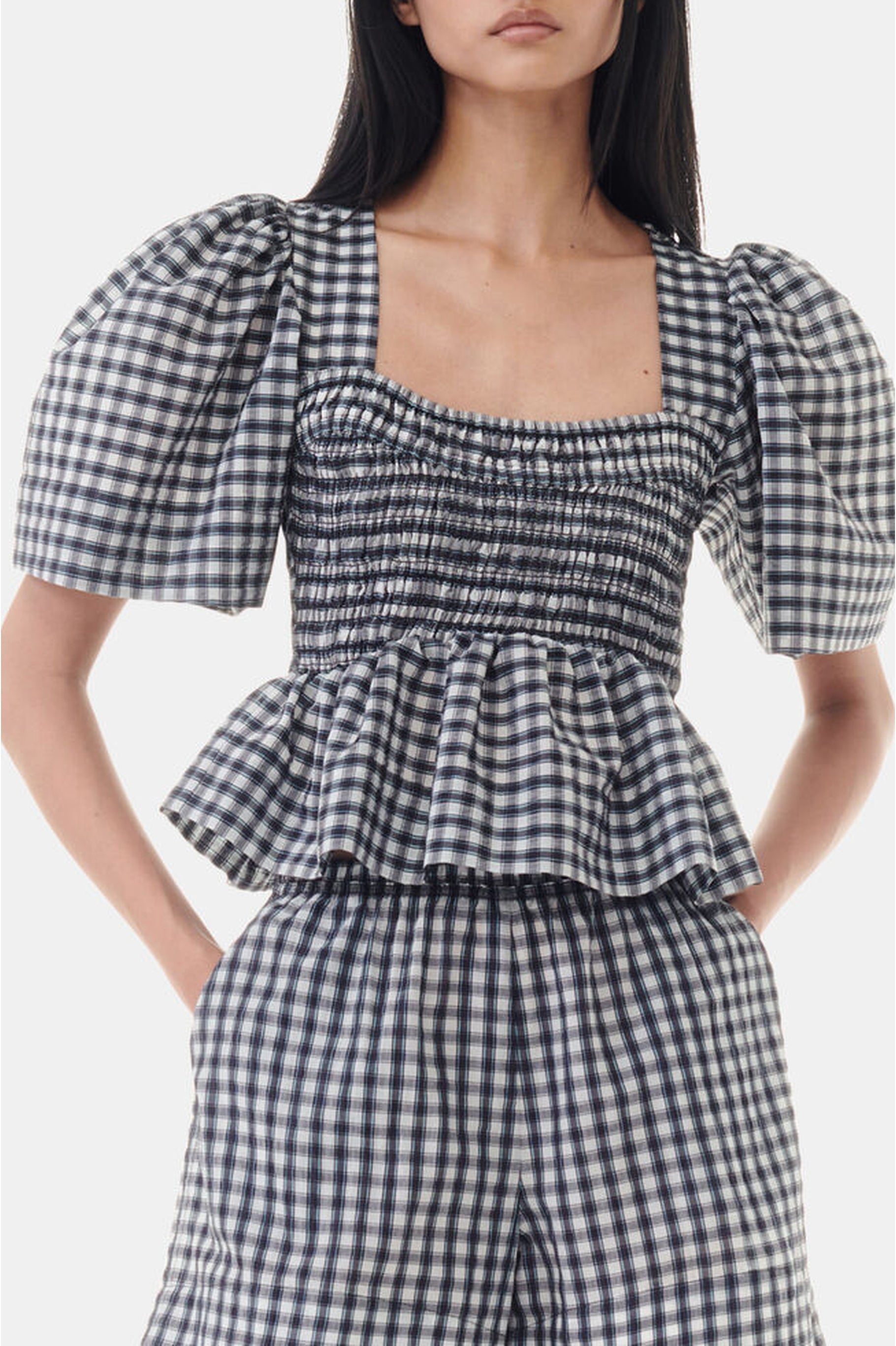 Blouse péplum volanté - Egret