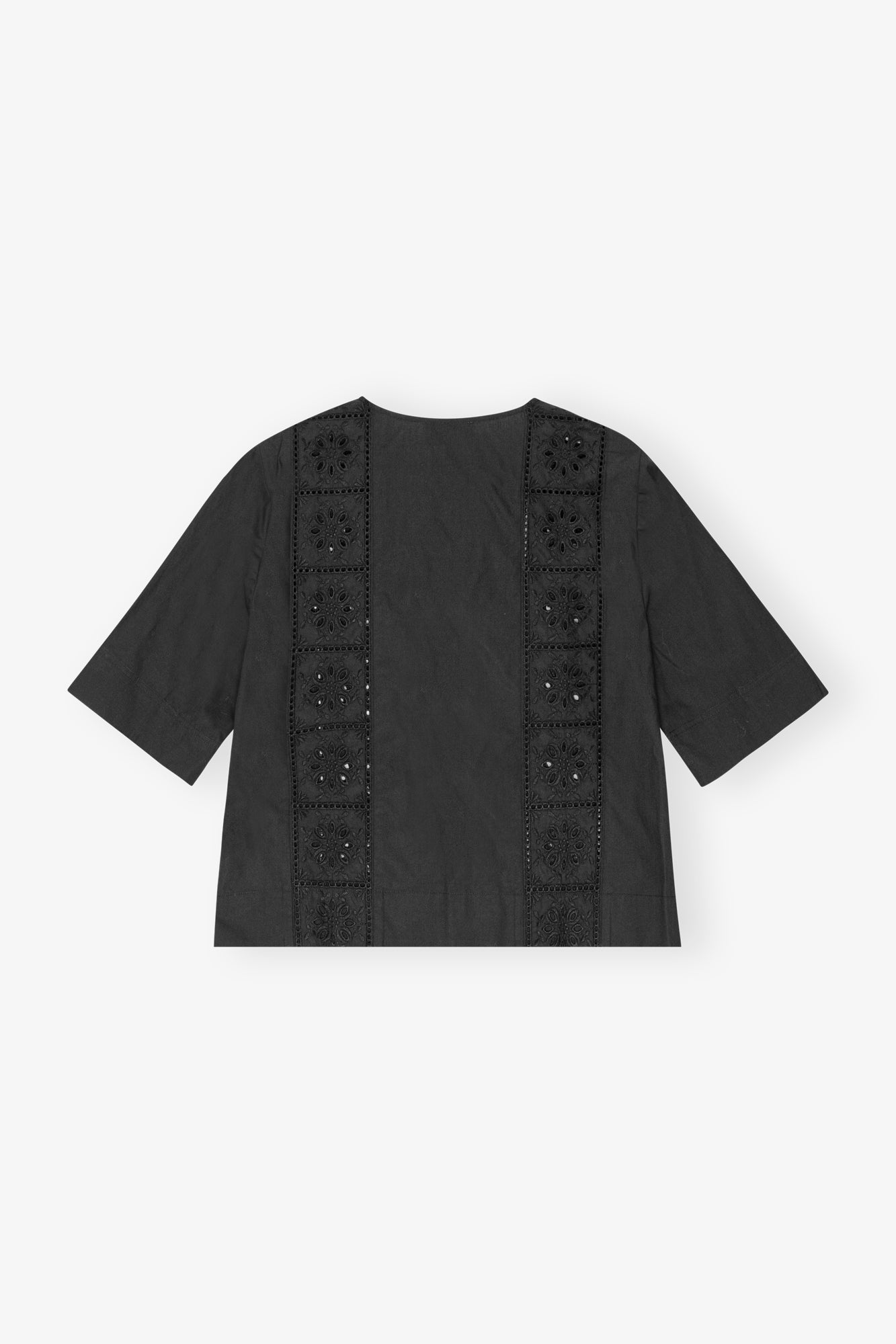Blouse with broderie anglaise - Black