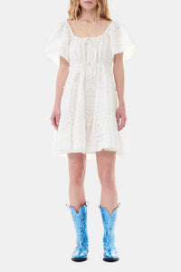 Robe courte à broderie anglaise - Egret