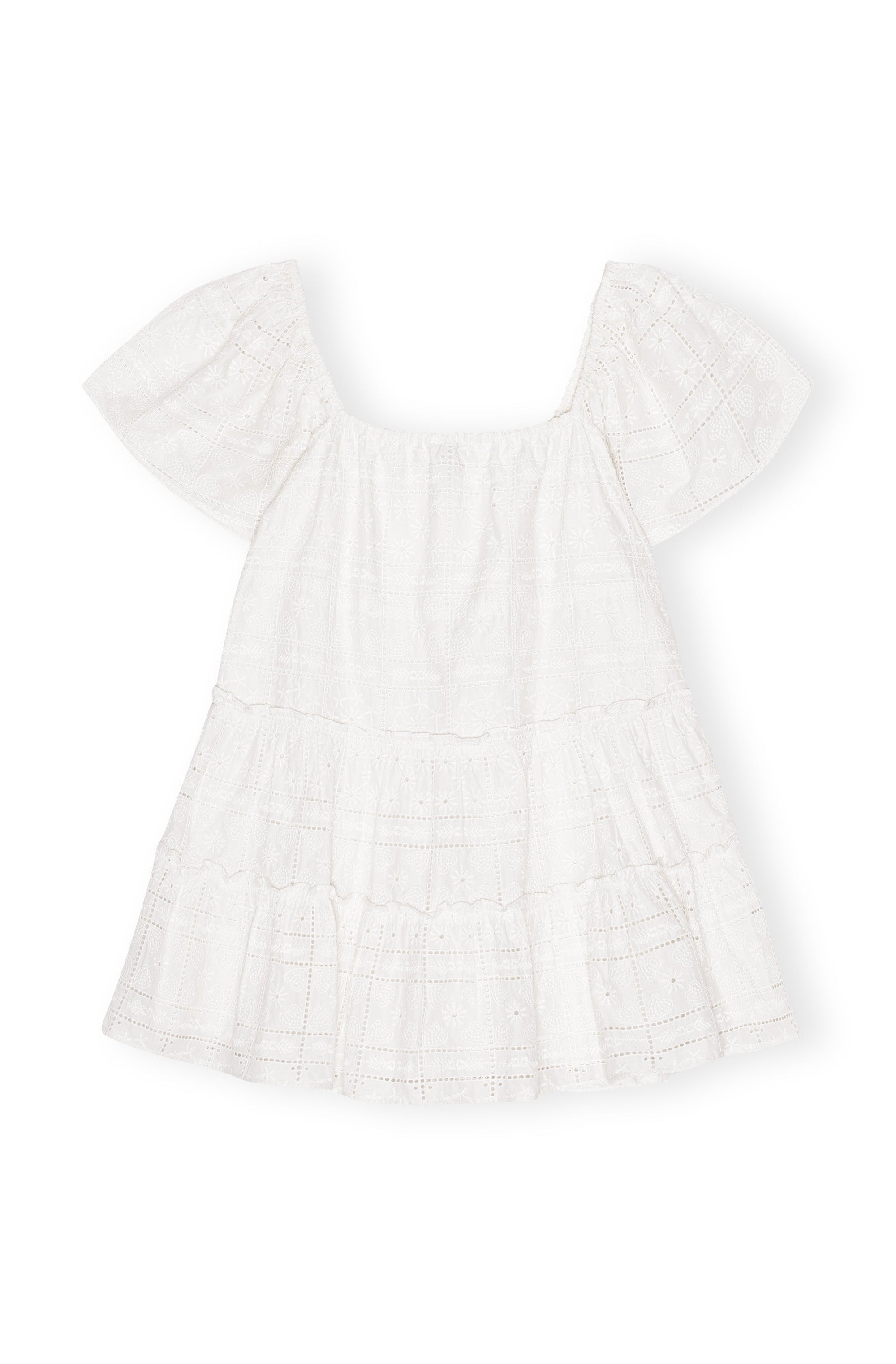 Robe courte à broderie anglaise - Egret