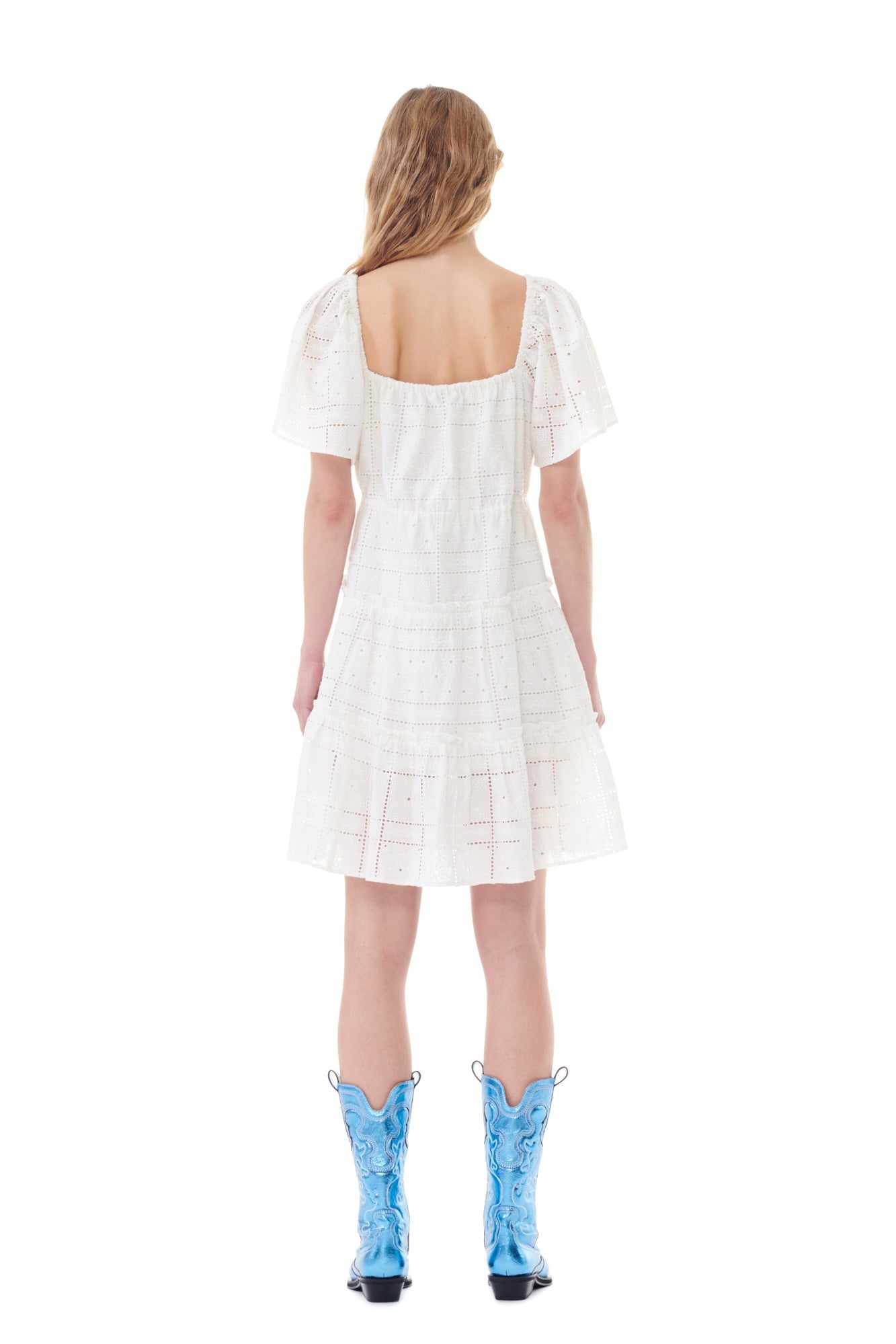 Robe courte à broderie anglaise - Egret