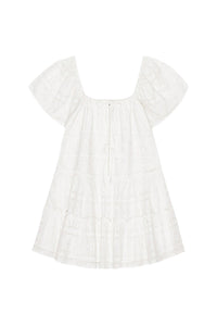 Robe courte à broderie anglaise - Egret