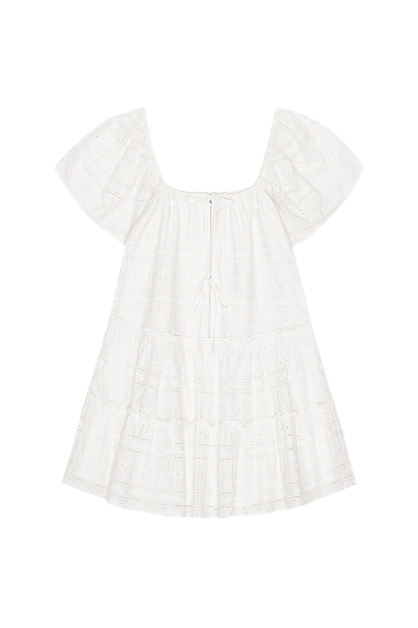 Robe courte à broderie anglaise - Egret