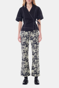 Blouse croisée en coton - Black