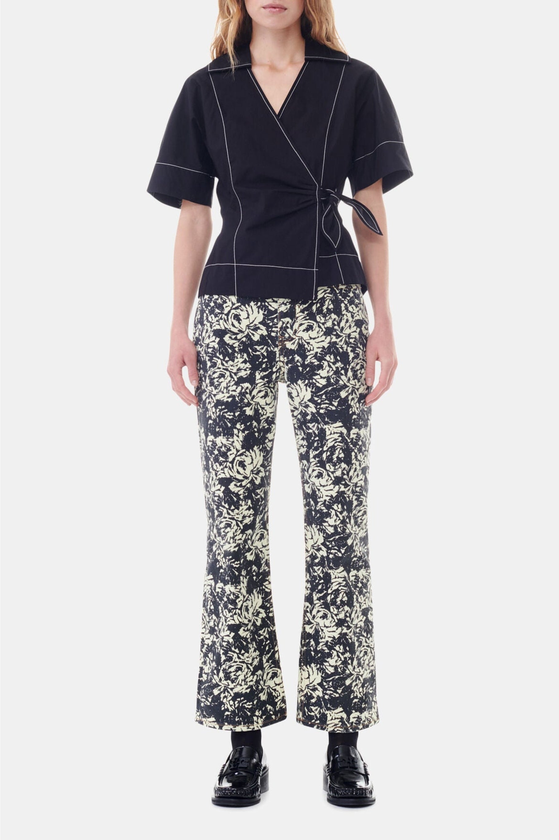 Blouse croisée en coton - Black
