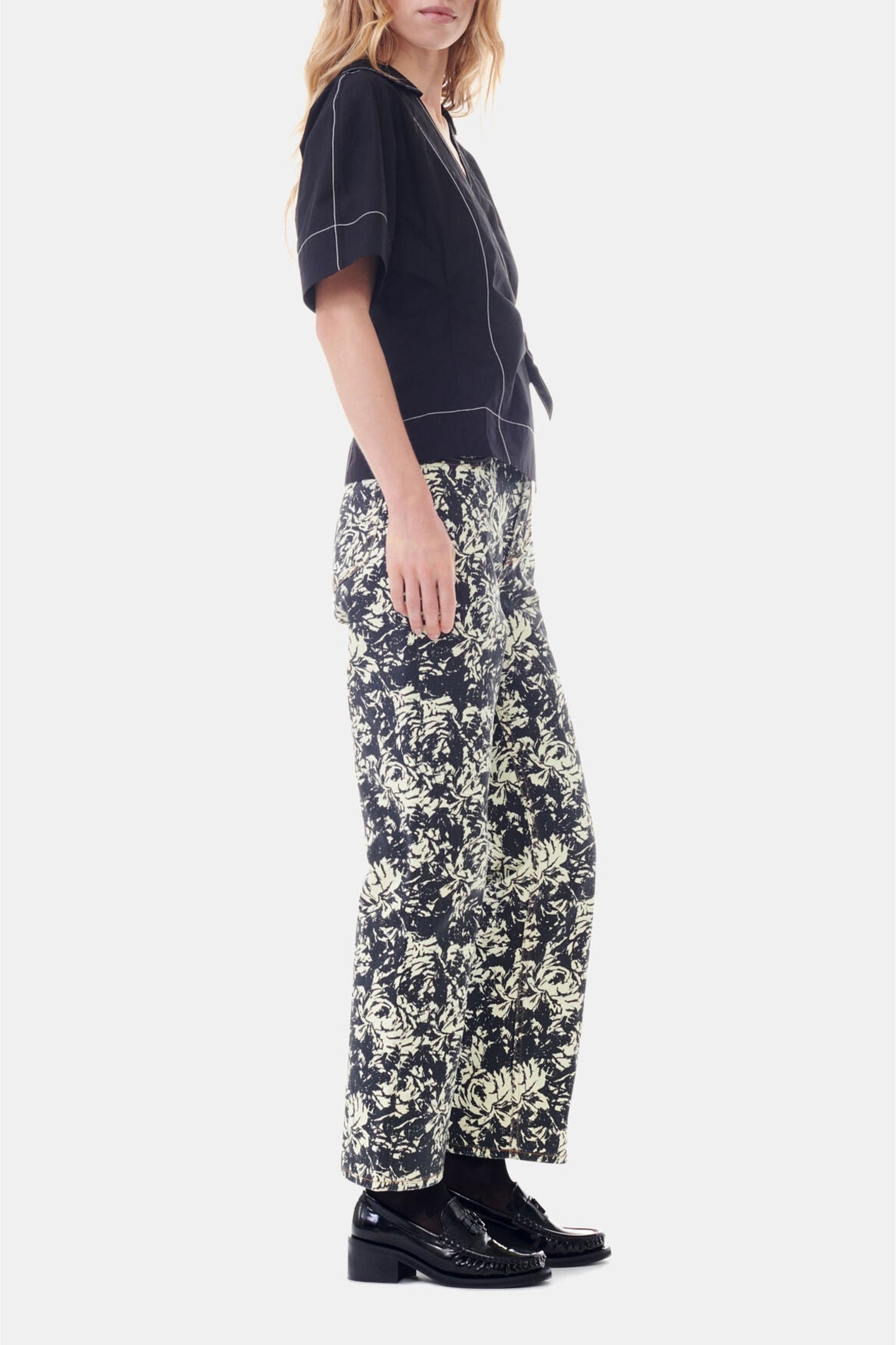 Blouse croisée en coton - Black