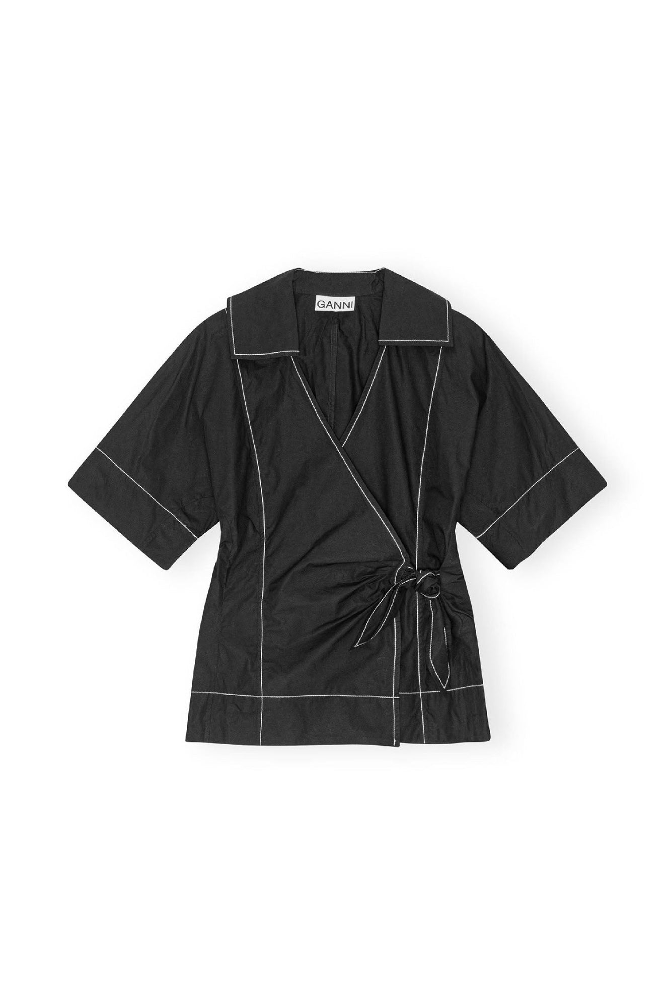 Blouse croisée en coton - Black