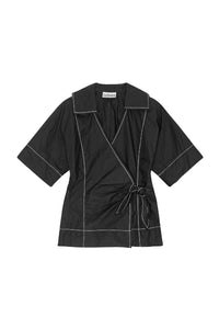 Cotton double-breasted blouse - Black