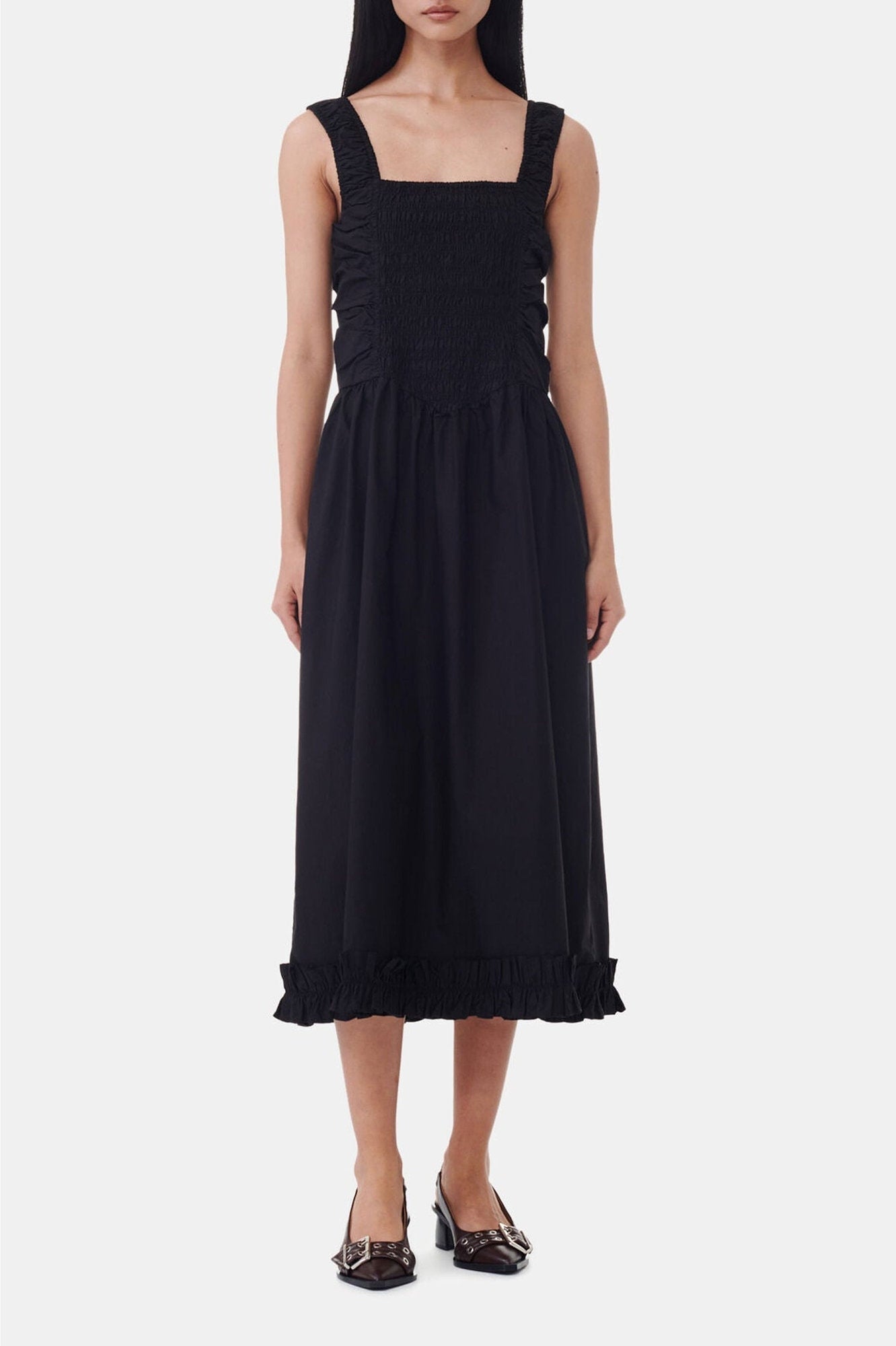 Robe midi plissée sans manches - Black