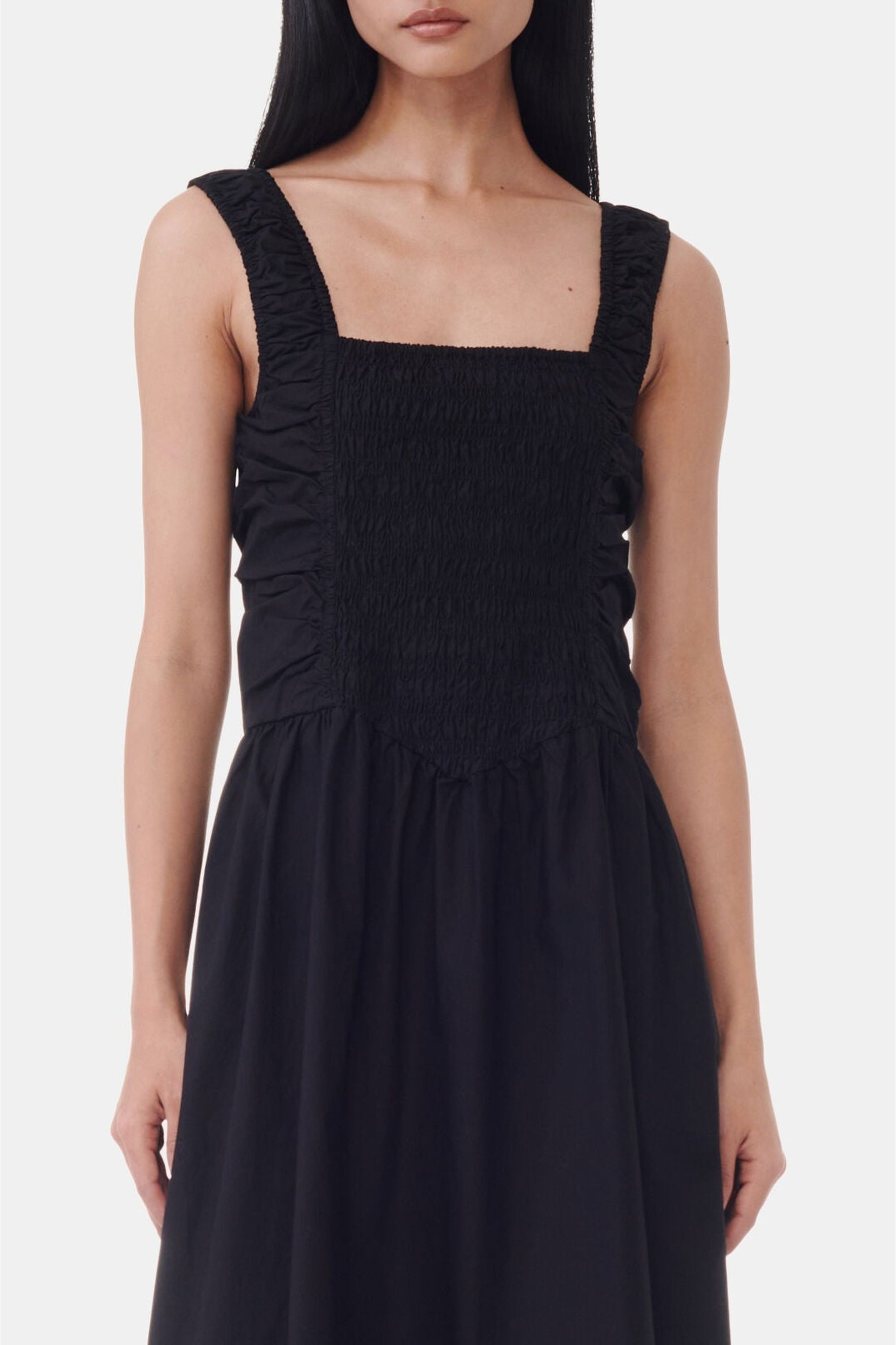 Robe midi plissée sans manches - Black