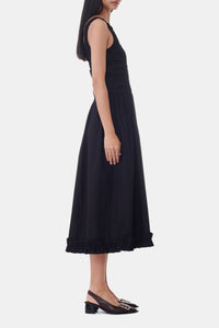 Robe midi plissée sans manches - Black