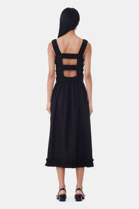 Robe midi plissée sans manches - Black