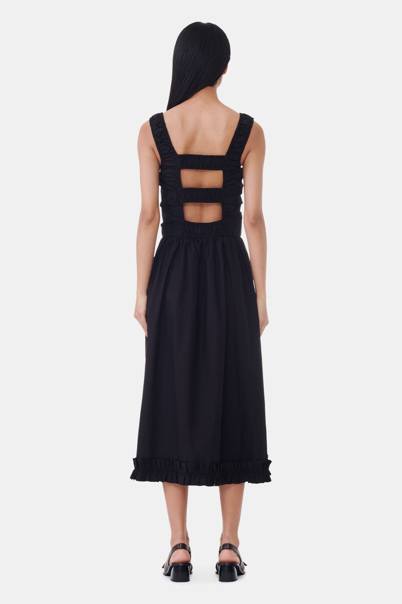 Robe midi plissée sans manches - Black