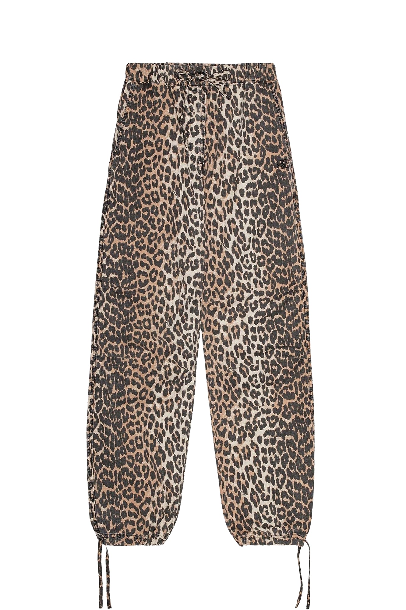 Cotton trousers with canvas drawstring - Almond Milk