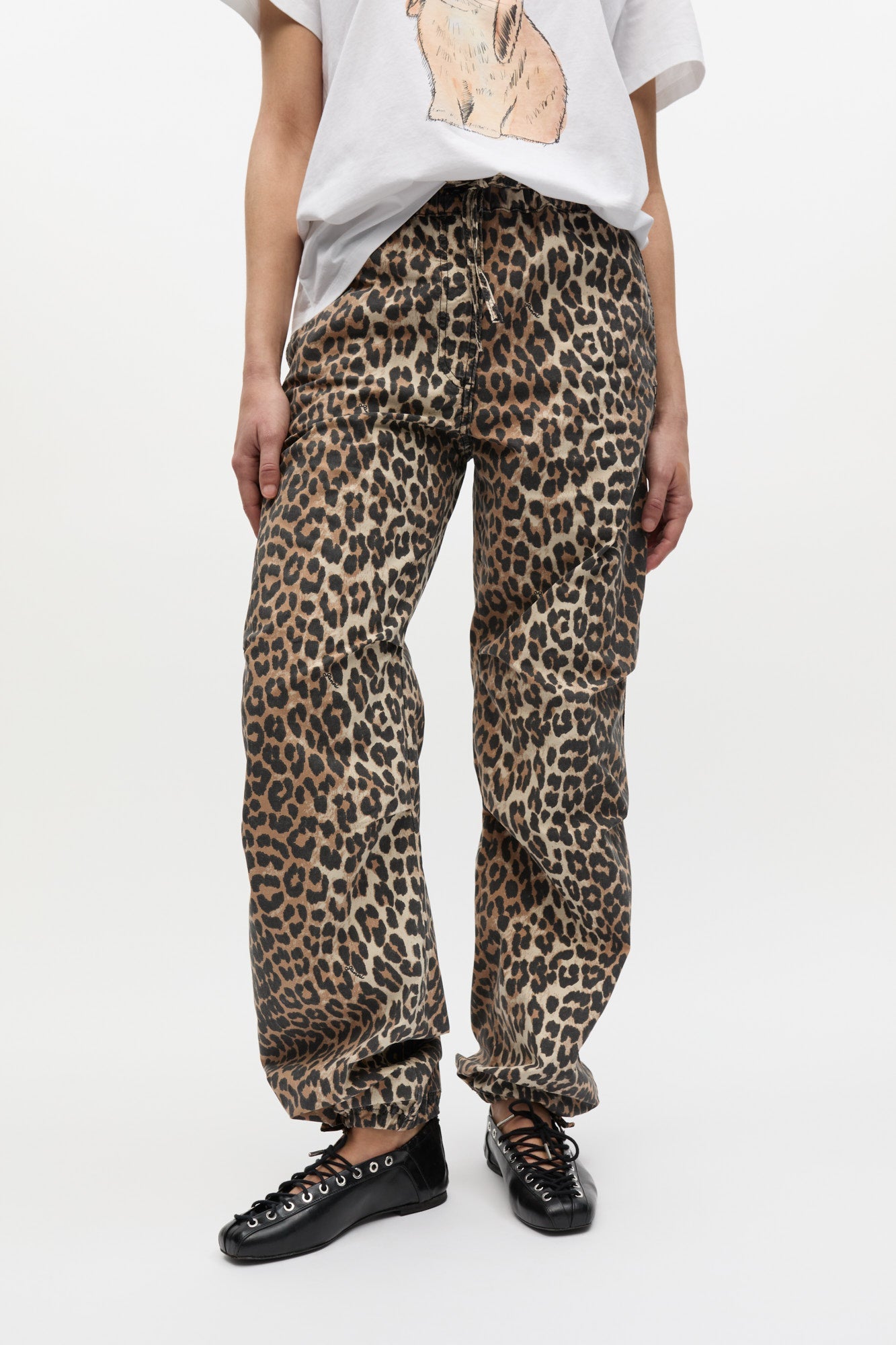 Pantalon de coton avec cordon de serrage en toile - Almond Milk